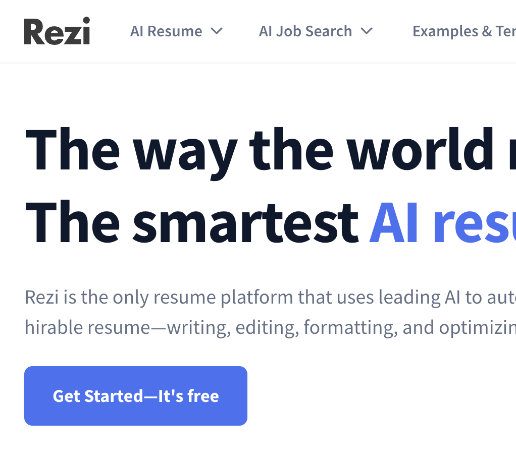 rezi.ai homepage